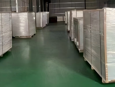 Nanbeiwang warehouse with stocked honeycomb panels