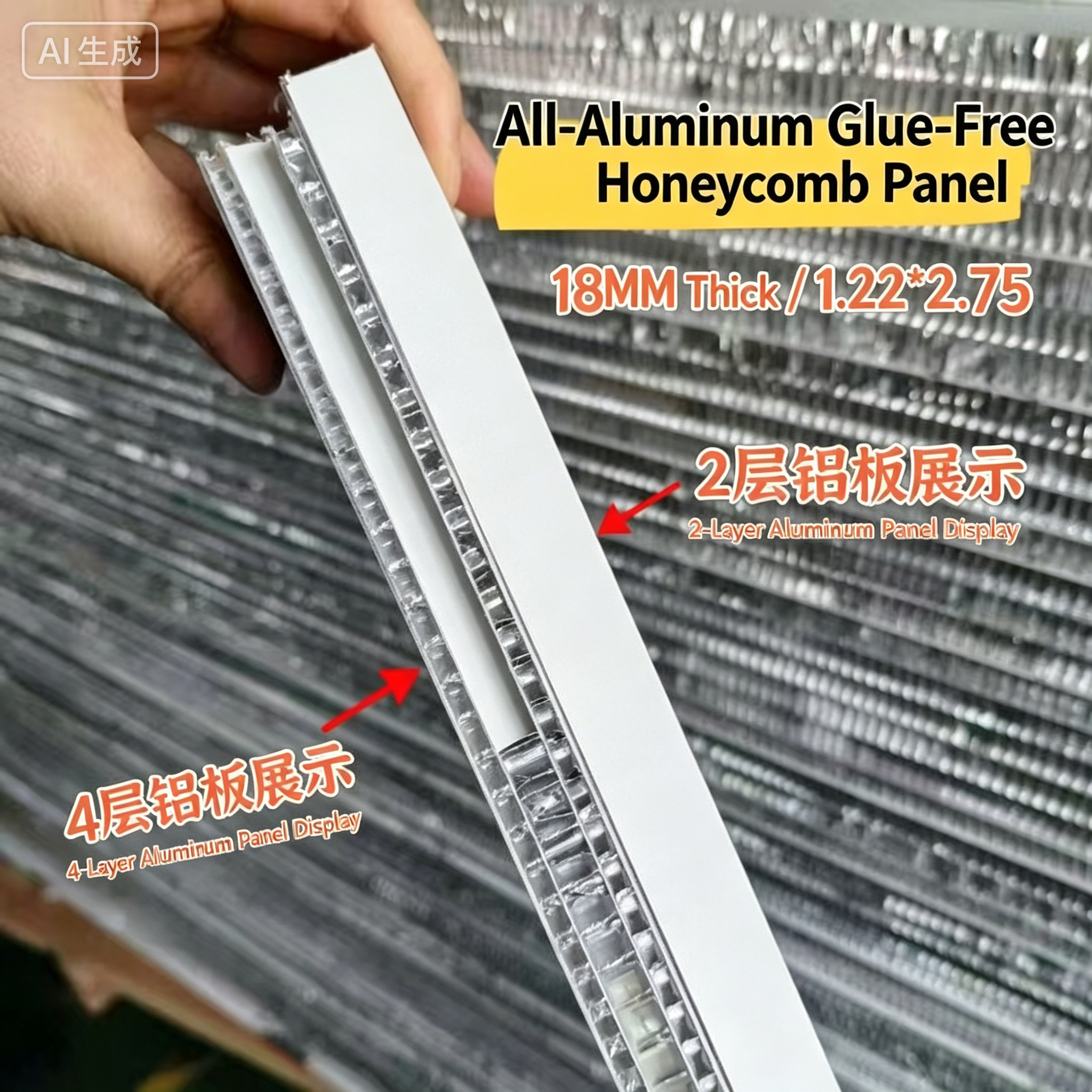 Structural diagram of Nanbeiwang glue-free aluminum honeycomb panel