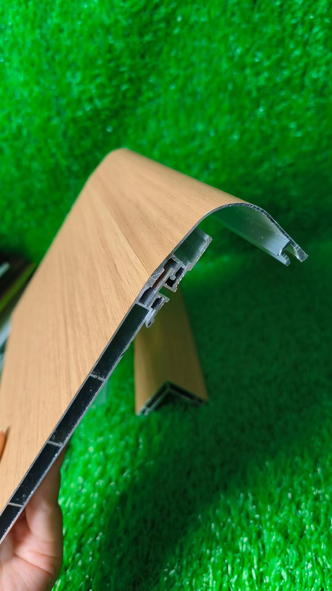 Welded wall panel connection close-up