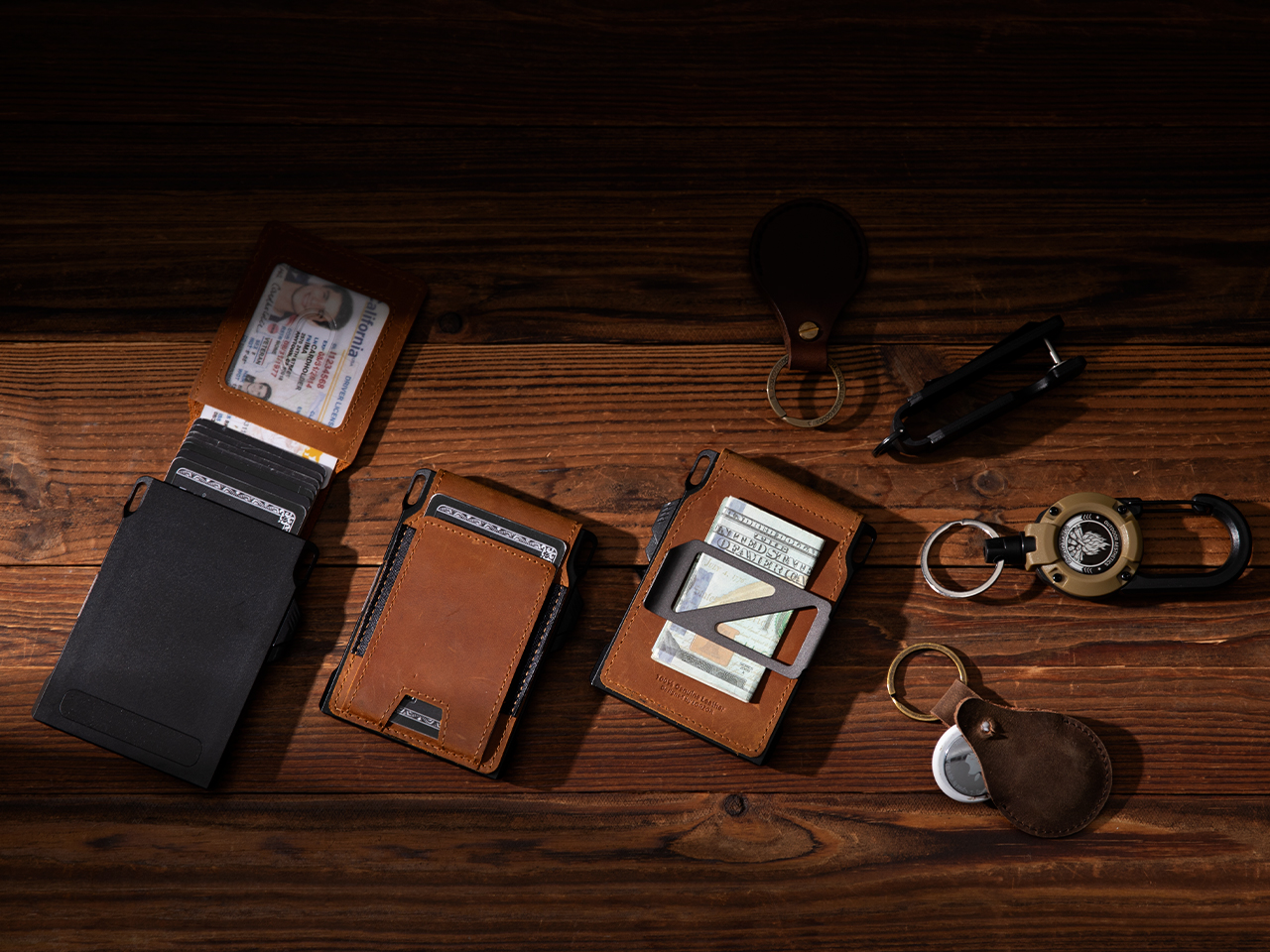LORZOR 1979 Fold Wallet modern EDC bifold wallet with full-grain leather and aluminum frame