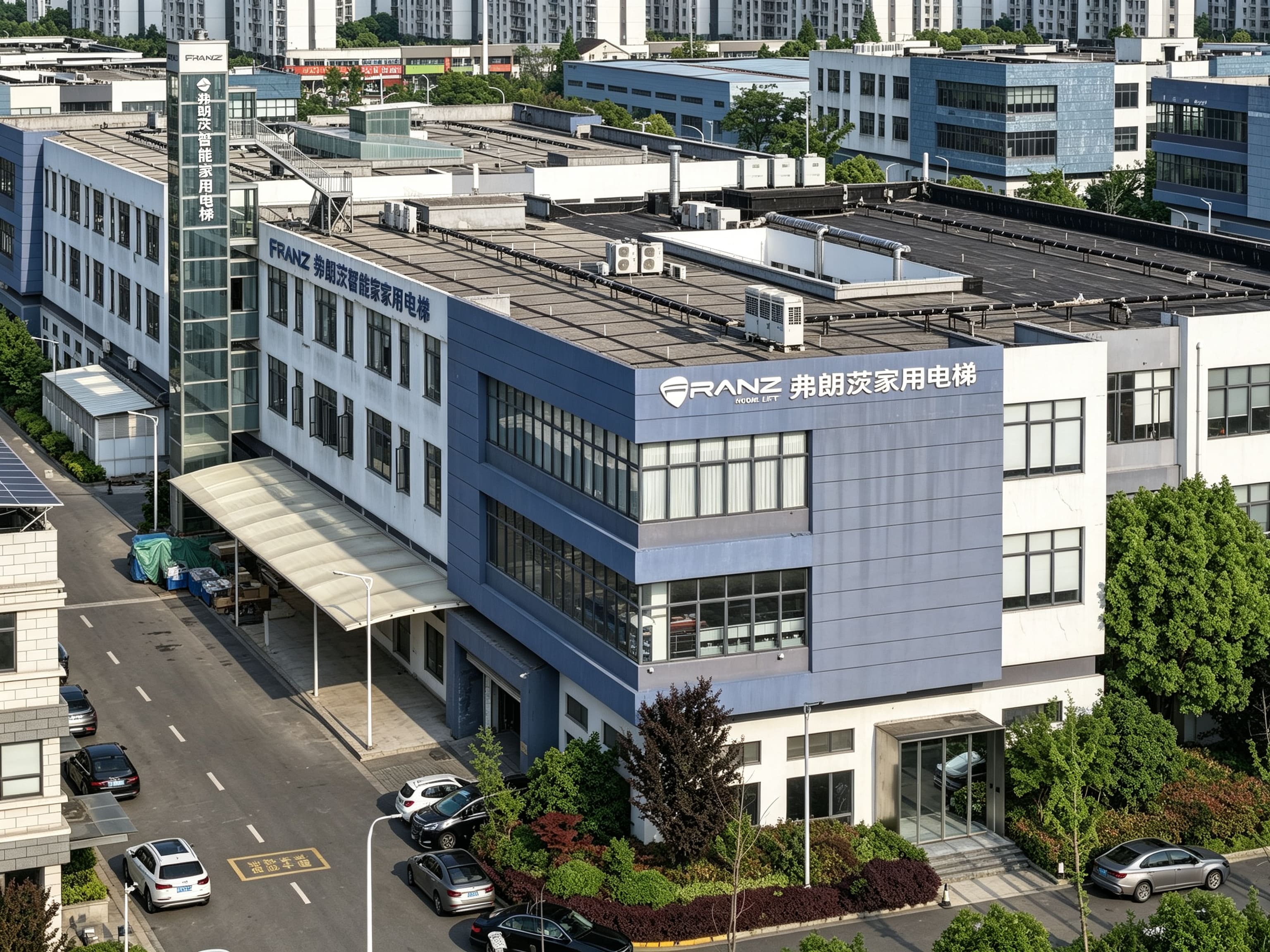 Home lift manufacturing and assembly workshop at FRANZ Intelligent Elevator in Suzhou, Jiangsu
