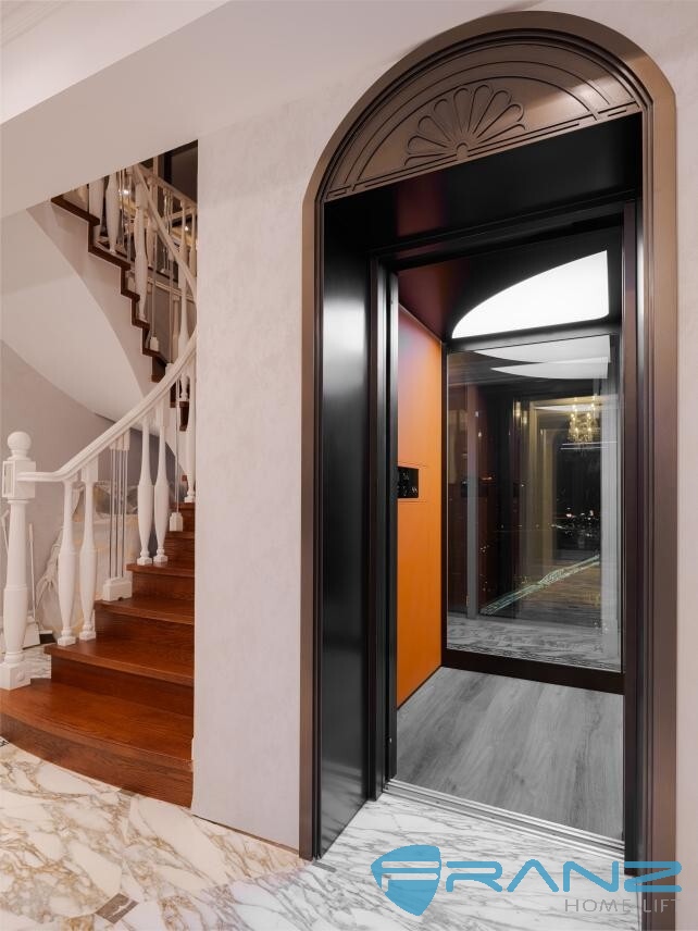 Shaft-built home lift installed inside a residential villa