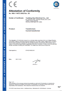 Attestation of Conformity (TÜV SÜD)