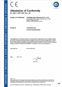 Attestation of Conformity (TÜV SÜD)