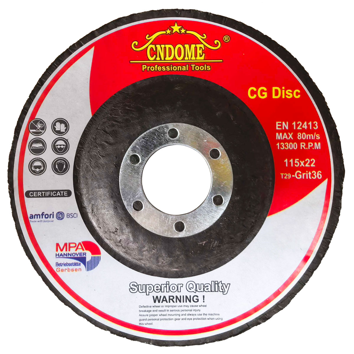 Ceramic grinding disc 115x22x1mm T29 front view