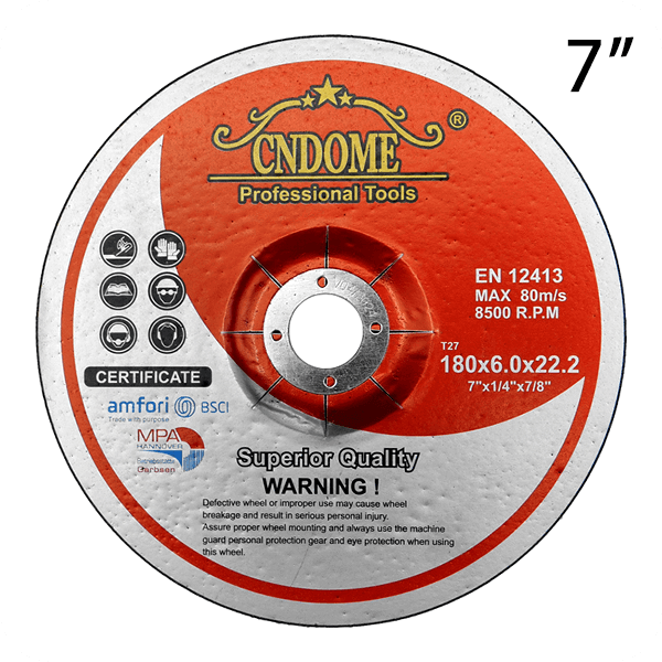 7 inch grinding wheel front view