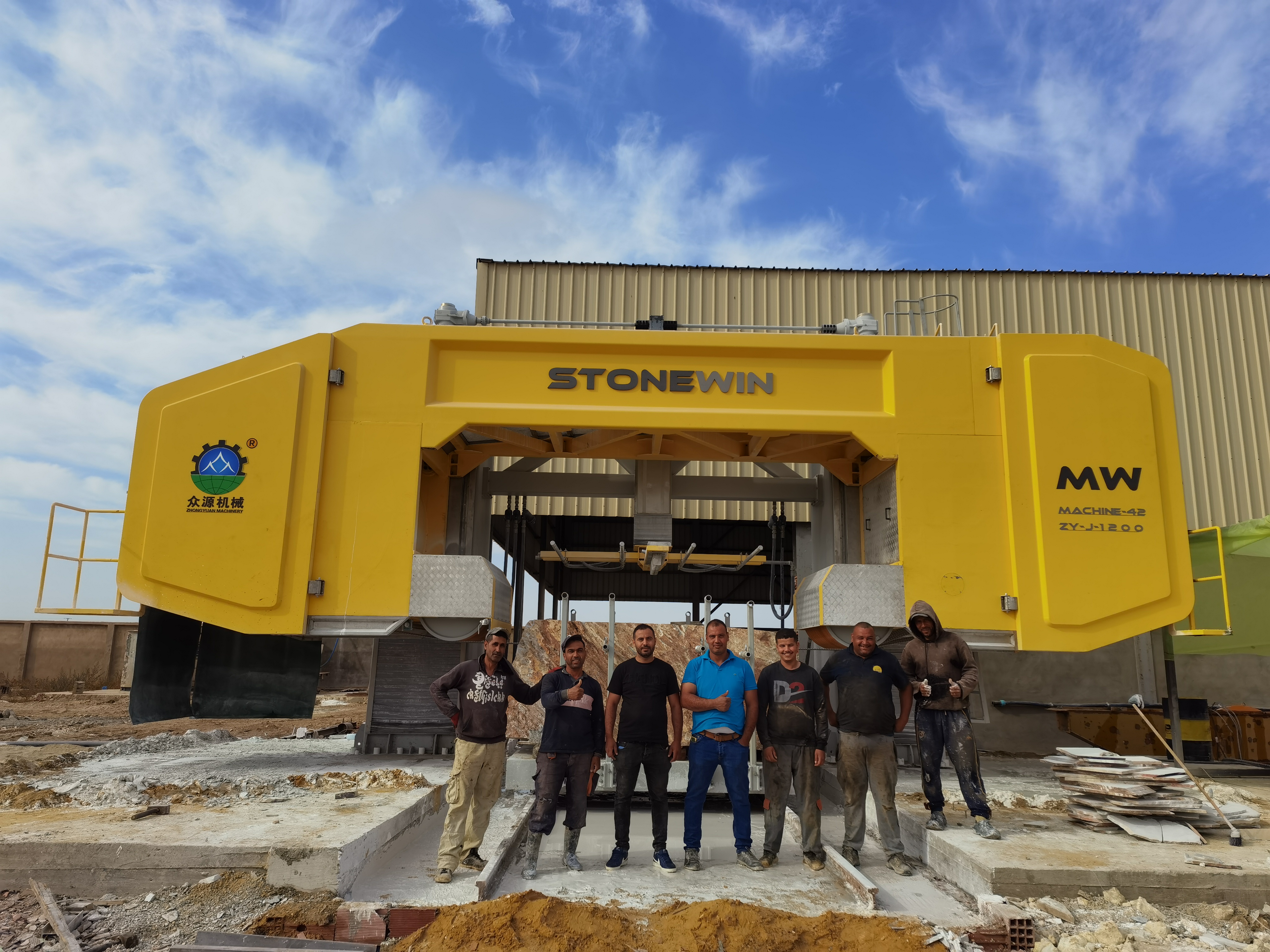 Stonewin multi-wire saw machine operating in a large-scale quarry in Algeria