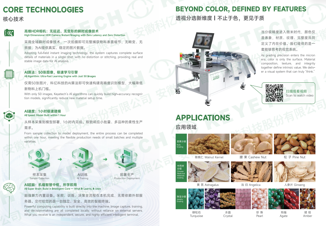 AI Quality Grading Machine - KEYETECH sorting solution for food and minerals