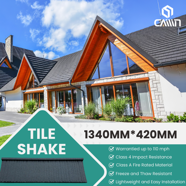 Cailin Interlocking Shake profile, concealed fastener stone coated metal tile