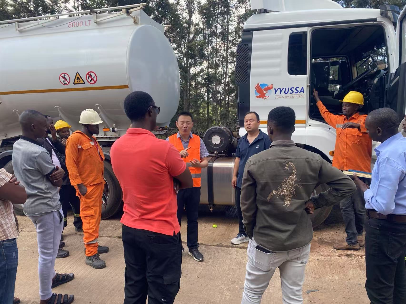 Delivered SINOTRUK HOWO truck fleet operating on an African project site
