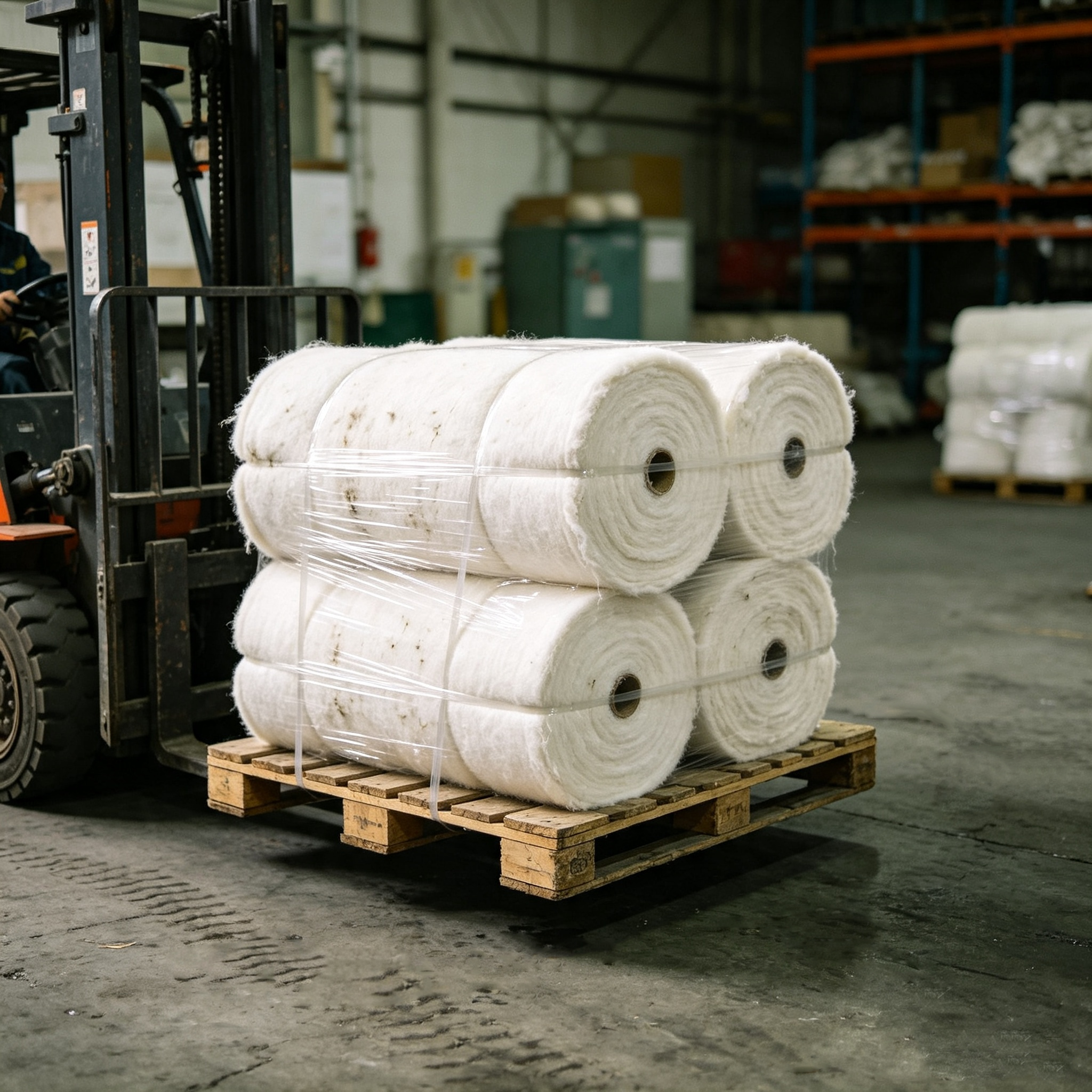 Strapping rolls prepared for a chemical fiber bale packaging line