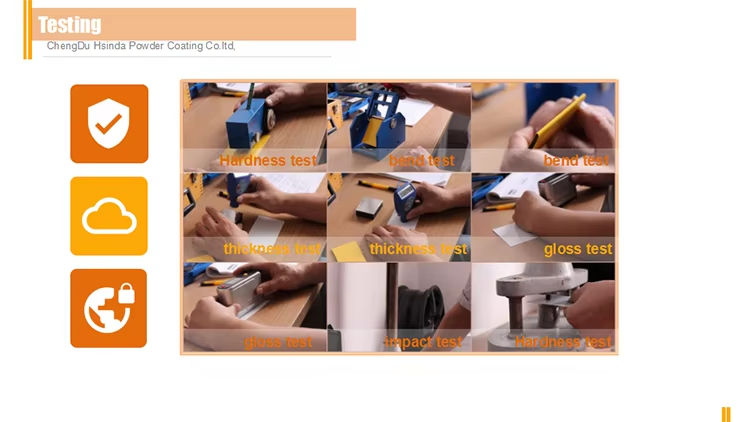 Hsinda pre-shipment powder coating quality test