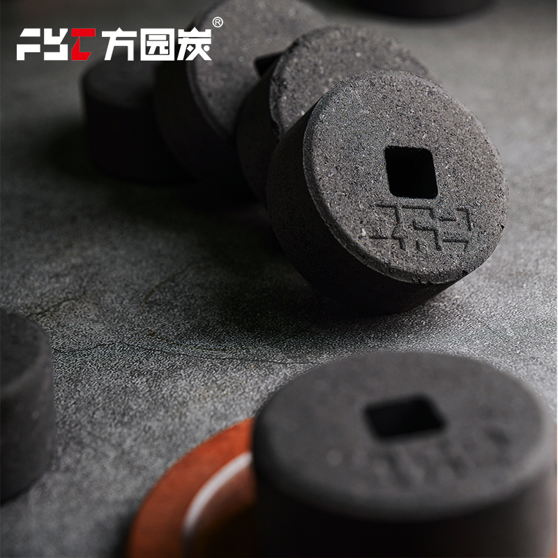 Barbecue charcoal pieces assessed for long burn time and low ash