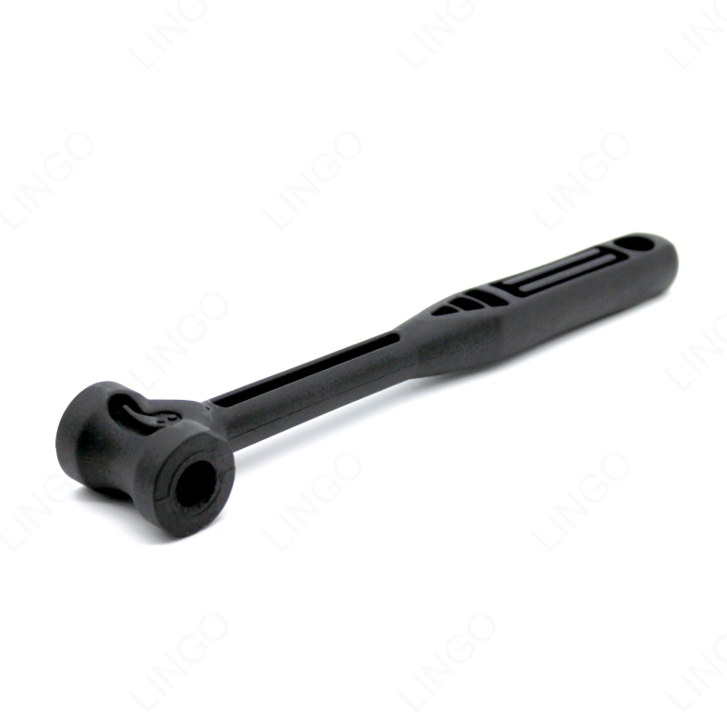 Injection molded plastic handle for auto machinery