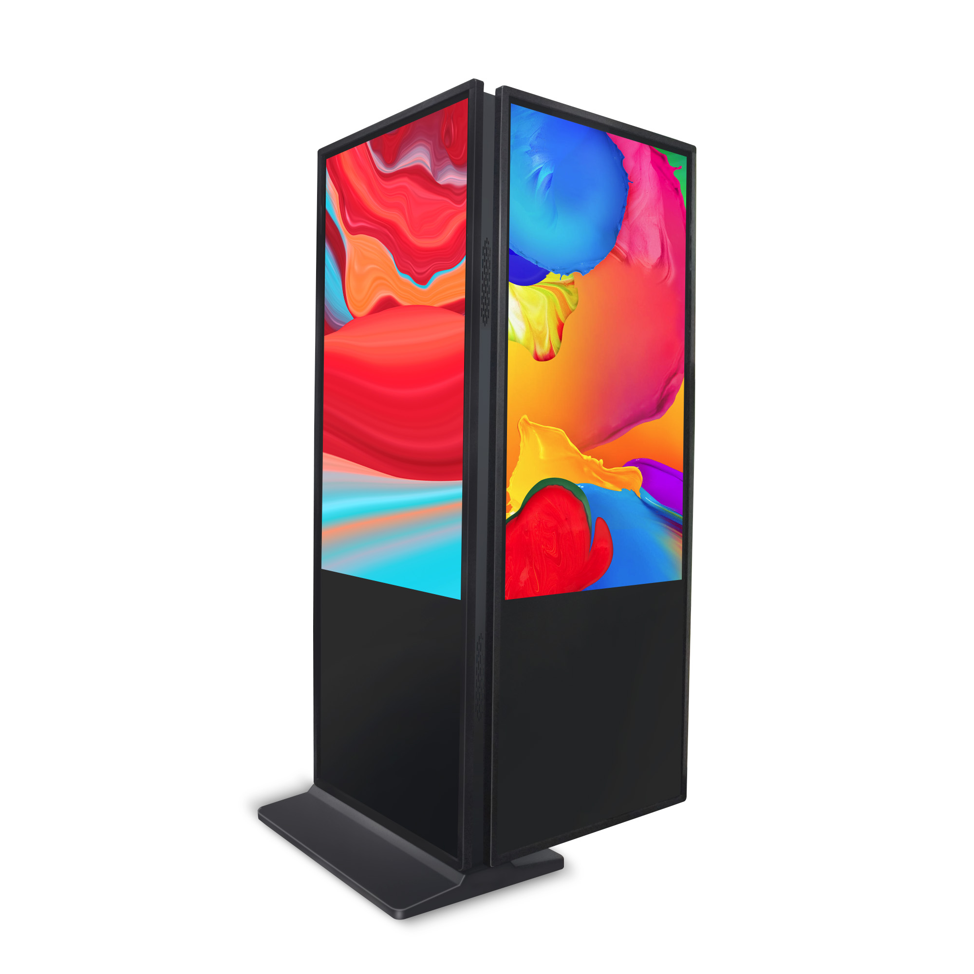 Dual-screen outdoor advertising machine engineered for 24/7 high-brightness operation