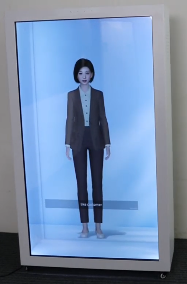 Holographic digital human display for exhibition, hotel, and commercial district environments