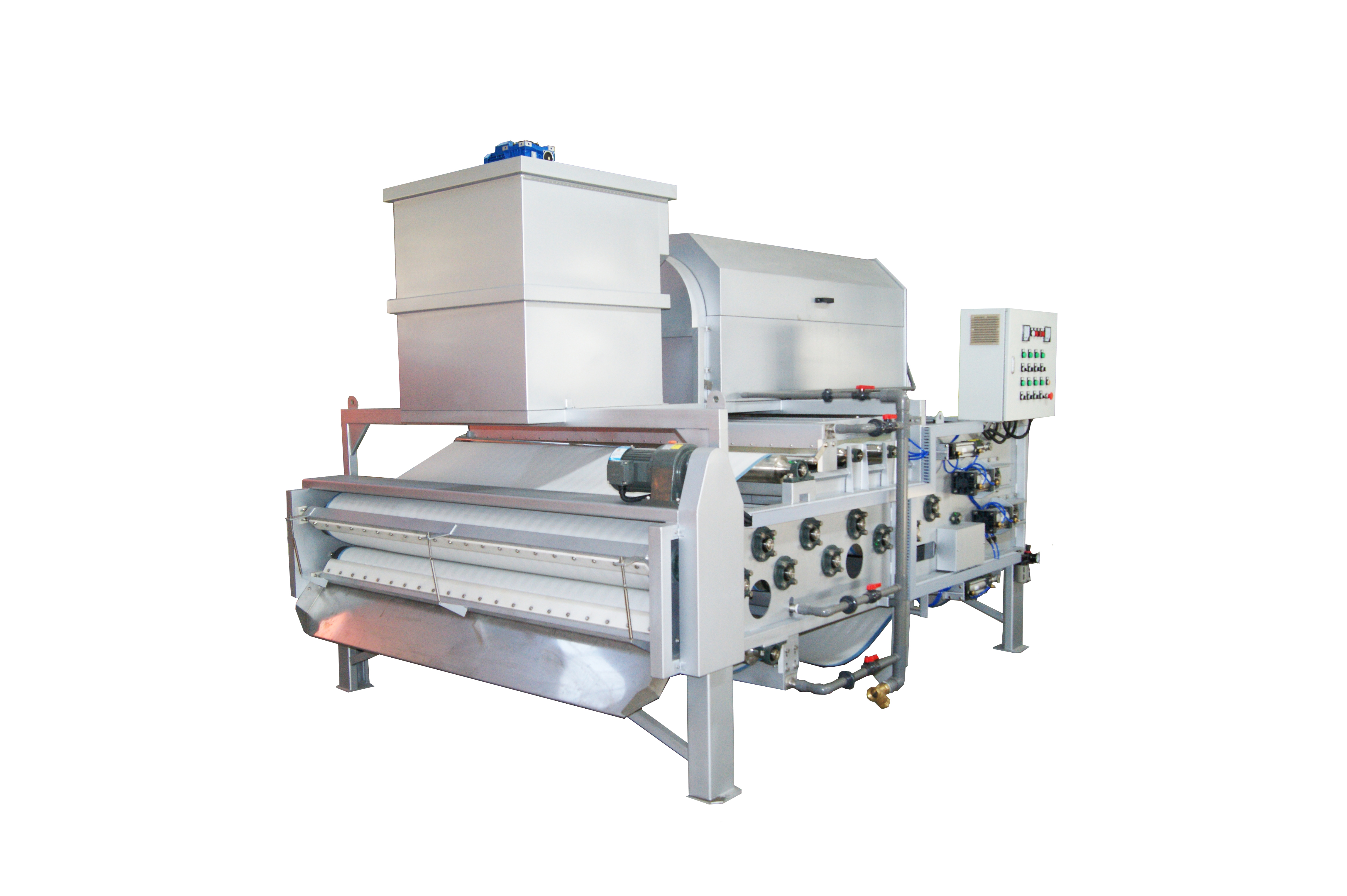 FTB-1000 rotary drum sludge dewatering machine at work