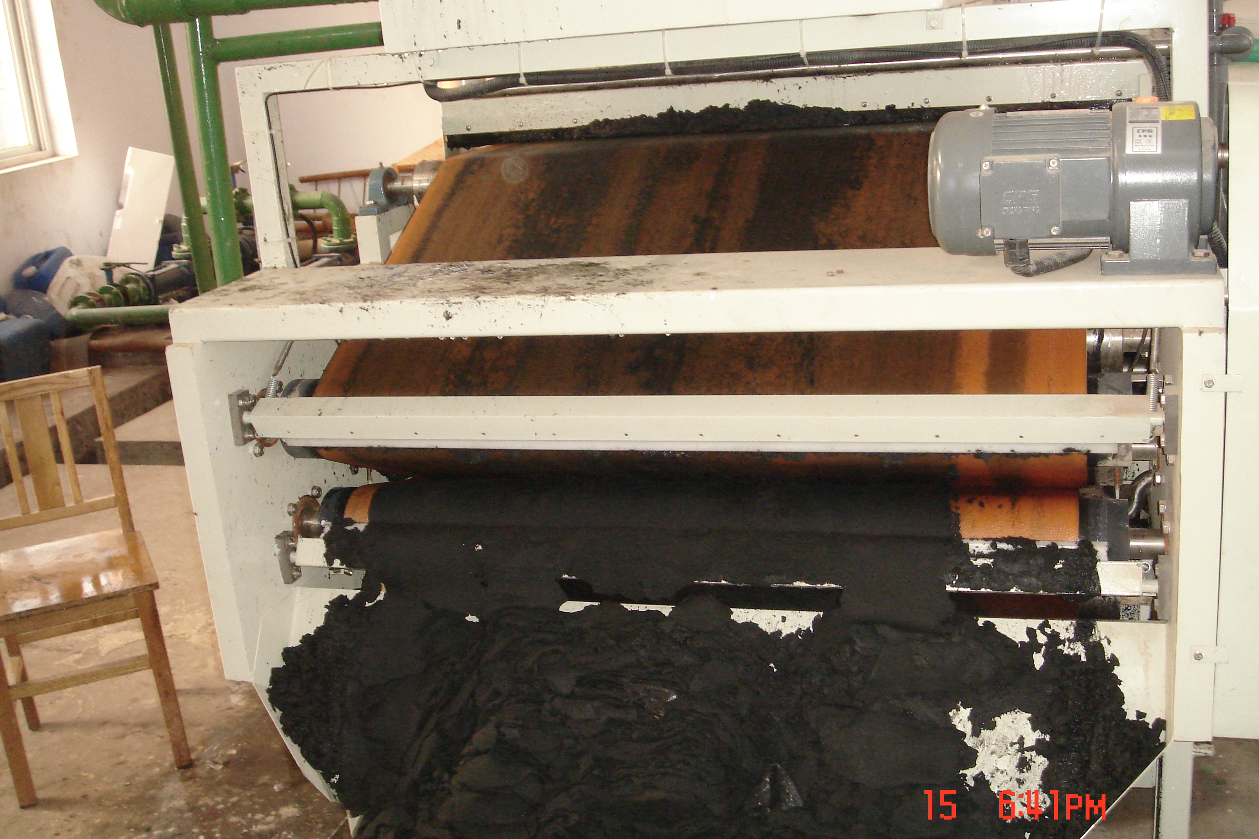 FTB-1500L rotary drum belt sludge dewatering machine in operation at a specialty chemicals plant