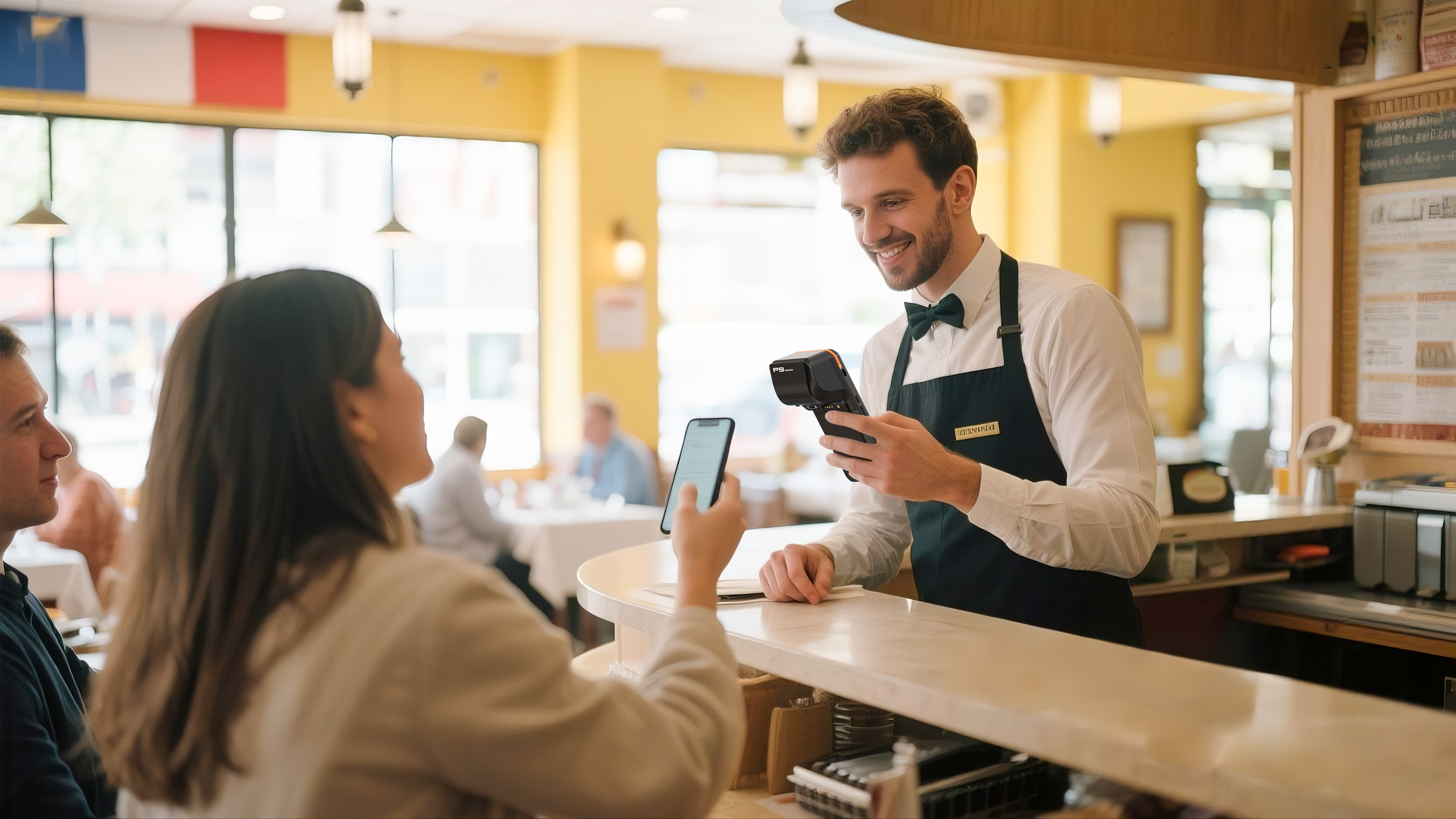 Handheld POS terminal used for restaurant table-side payment