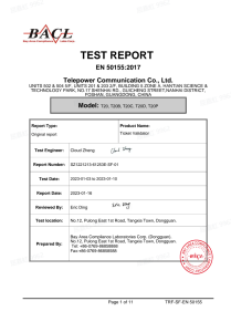 EN 50155:2017 Railway Electronic Equipment Electrical Safety Test Report