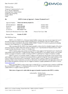 EMVCo Contact Terminal Level 1 Letter of Approval