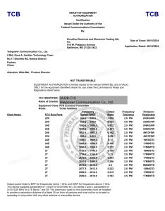 FCC Equipment Authorization Grant Certificate