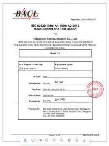 IEC 60529 IP54 Ingress Protection Test Report