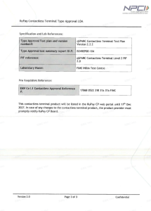 NPCI RuPay Contactless Terminal Type Approval LoA