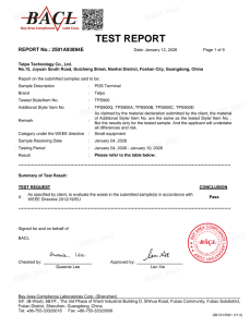 EU WEEE Directive 2012/19/EU Waste Electrical & Electronic Equipment Test Report