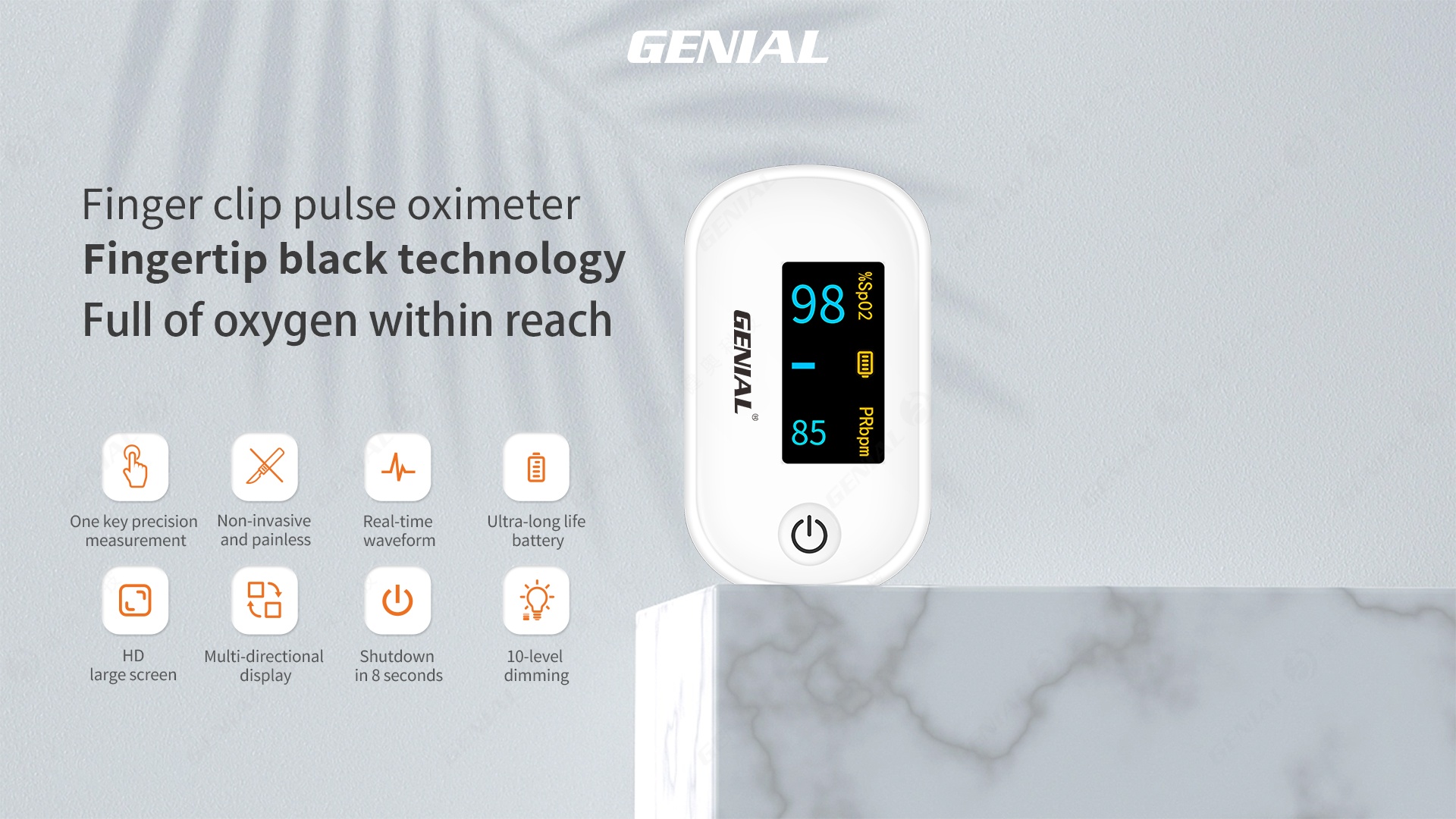 Genial Finger Pulse Oximeter for home oxygen monitoring