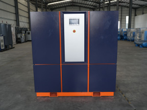 Prime air screw compressor model displayed in factory setting