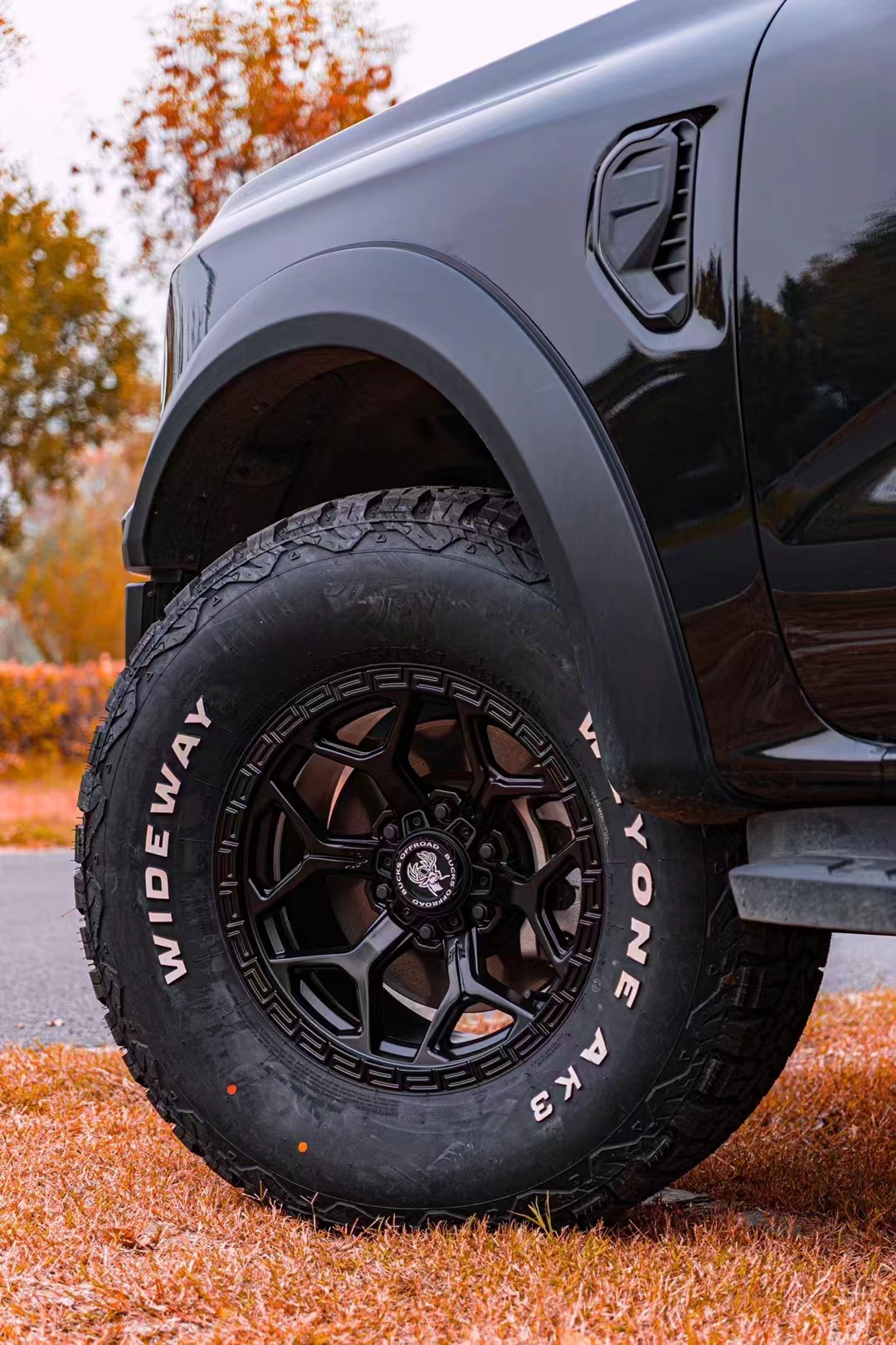 Urban road passenger car tire mounted on a car