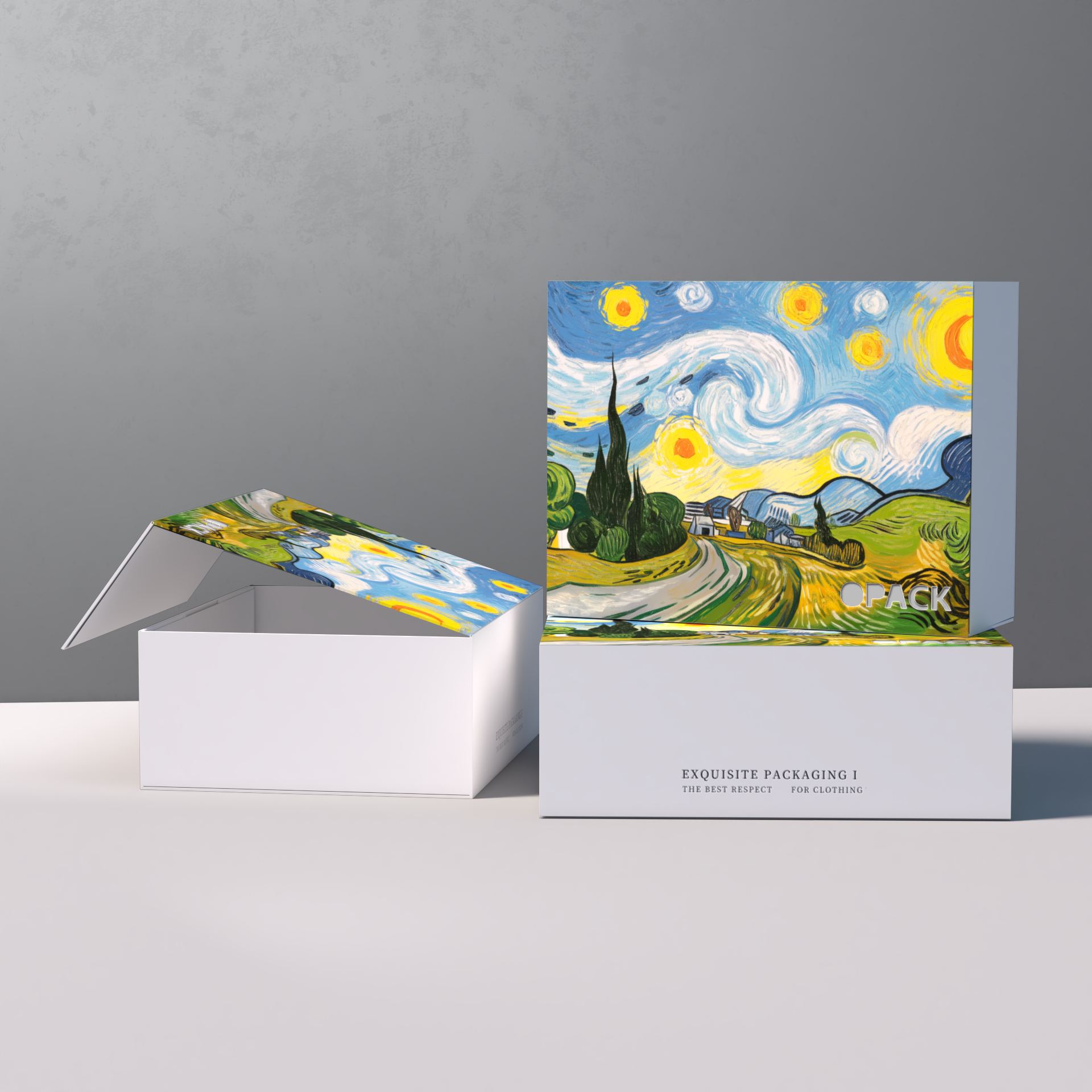 Custom rigid boxes with fine-art printed cover