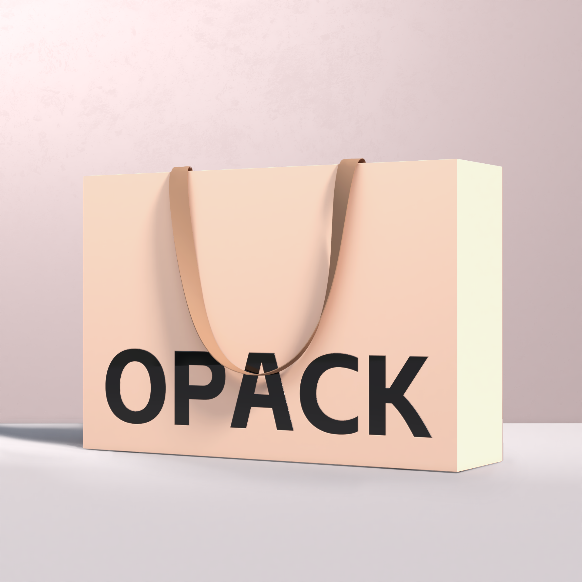 Custom paper shopping bag with a solid-colour pink finish