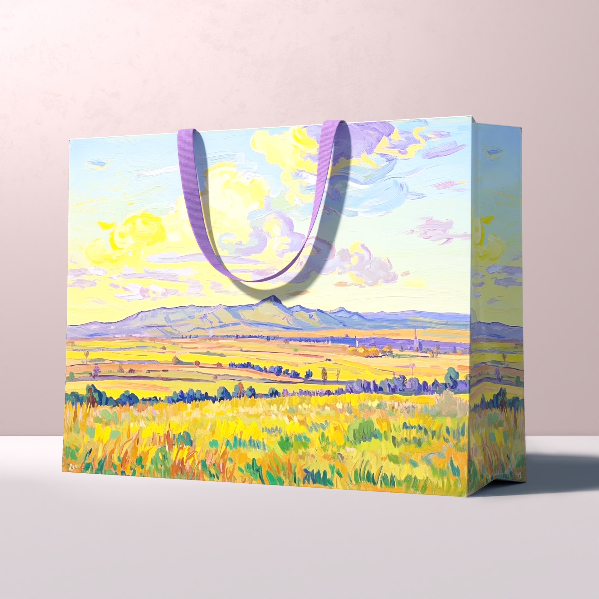 Custom paper shopping bag with printed brand design