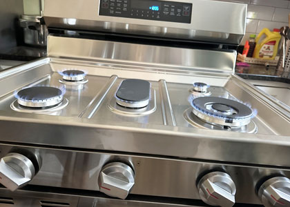 Modern kitchen with potential concealed pipe leak detection