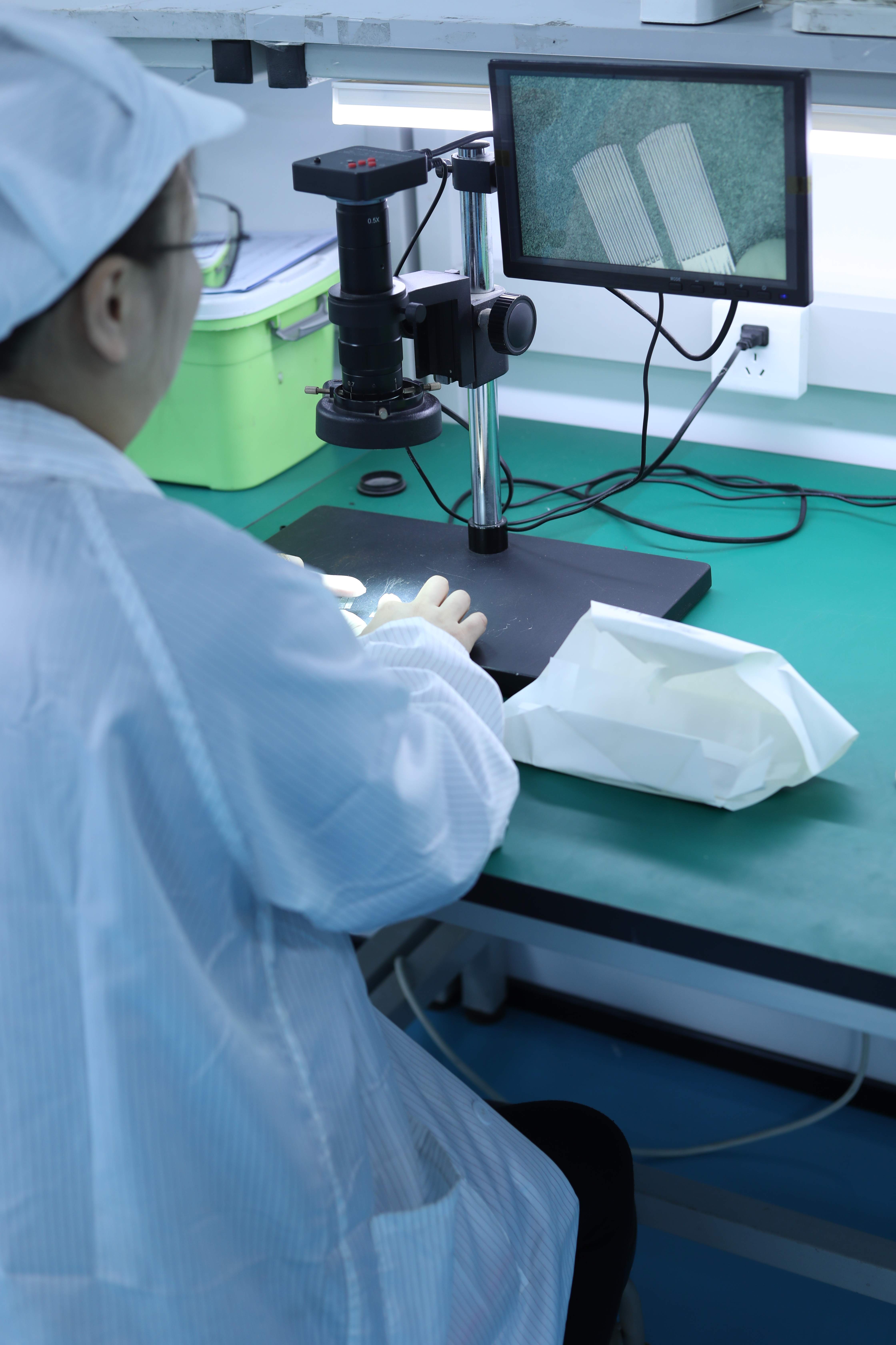 Quality inspection process of SPACEDRAGON tattoo cartridge needles at manufacturing facility