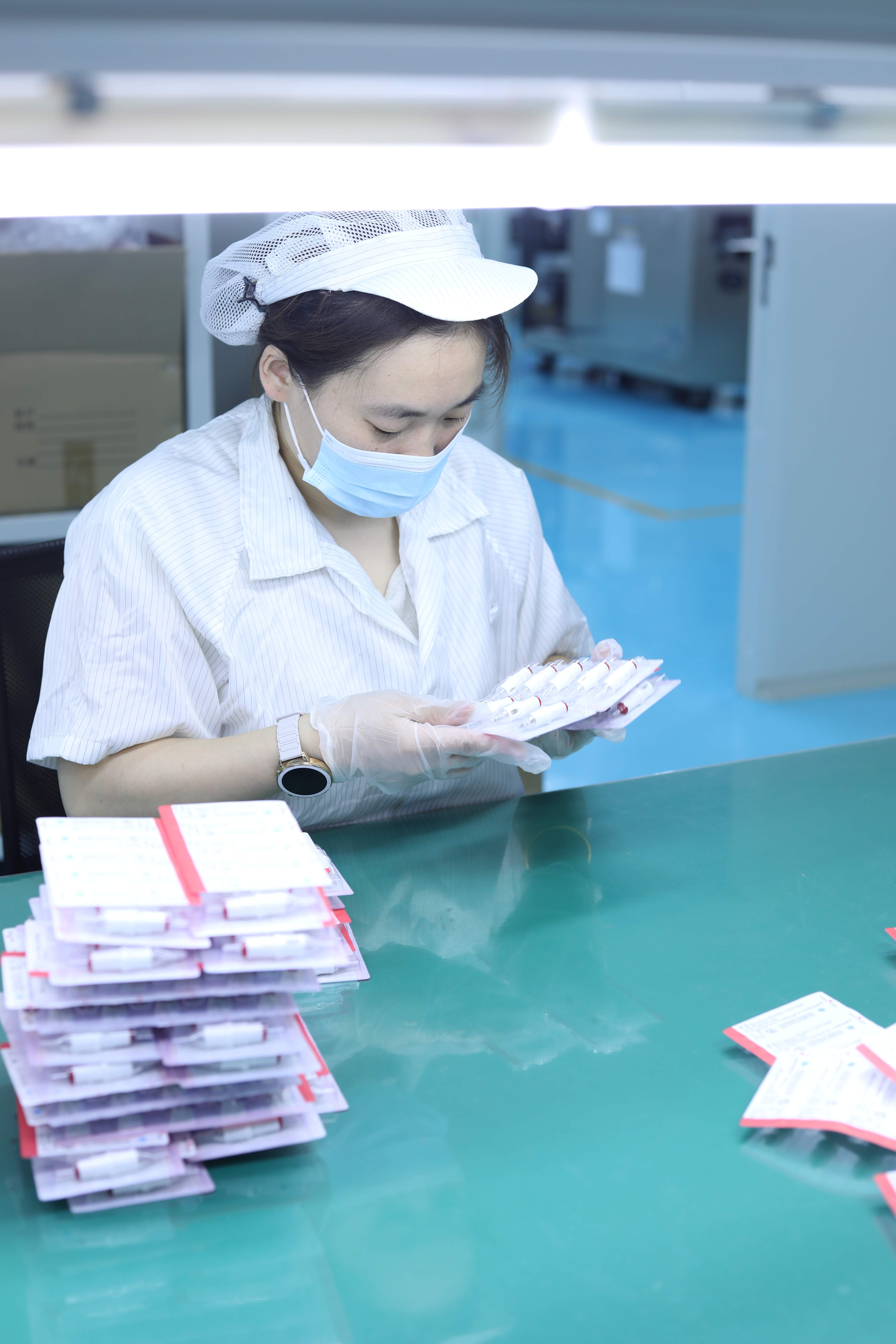 Quality inspection of tattoo cartridge needles before EO sterilization and packaging