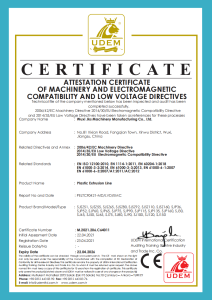 CE Certificate (Machinery, LVD & EMC Directives)