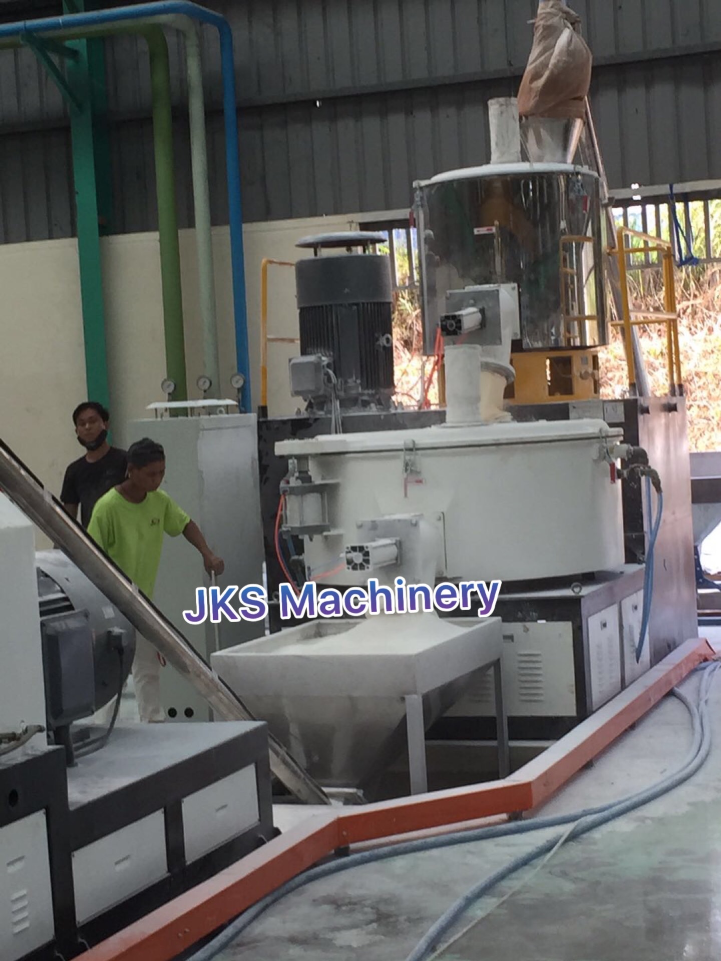 PVC mixing and cooling unit operating at an SPC flooring plant in Malaysia