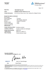 TÜV Rheinland Textile Test Report