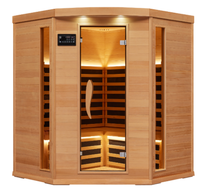 OFS01-4 indoor far infrared sauna room with dark brown tempered glass front
