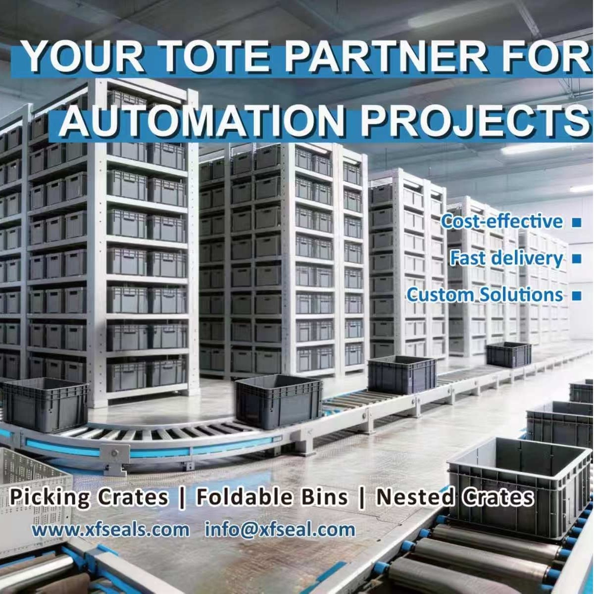 Automation support diagram showing ASRS, conveyor and robot compatibility