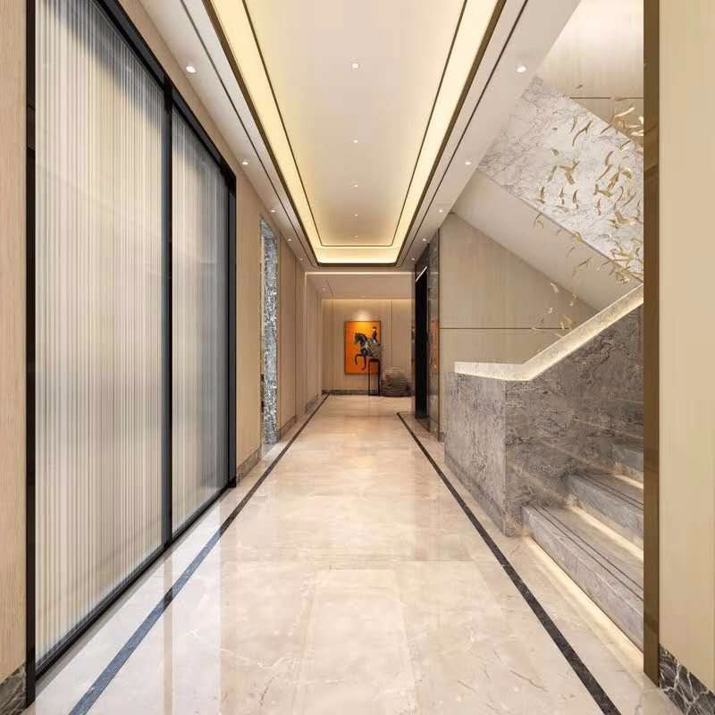 Stainless steel ceiling decoration with ripple finish in commercial interior