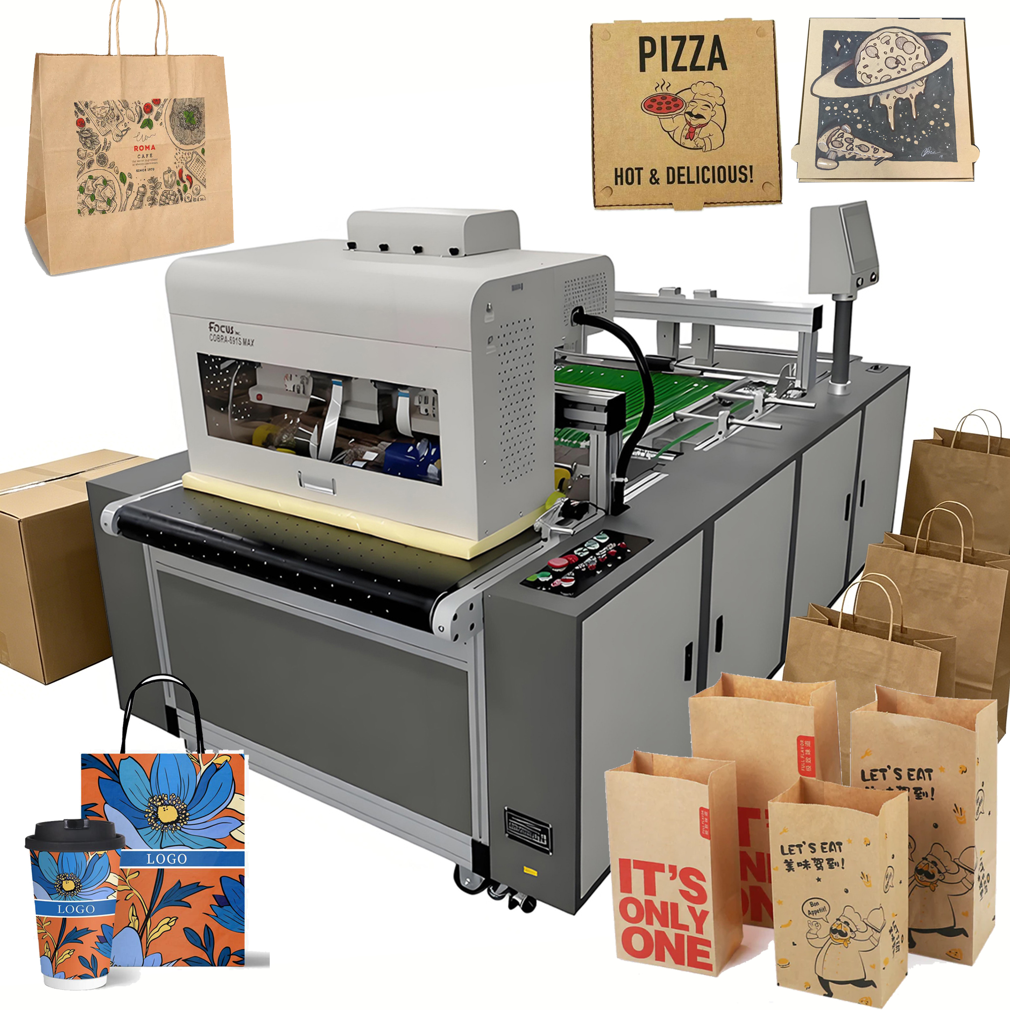 single pass printer for most paper bags packaging customization printing on demand, no panels, MOQ=1 print on demand