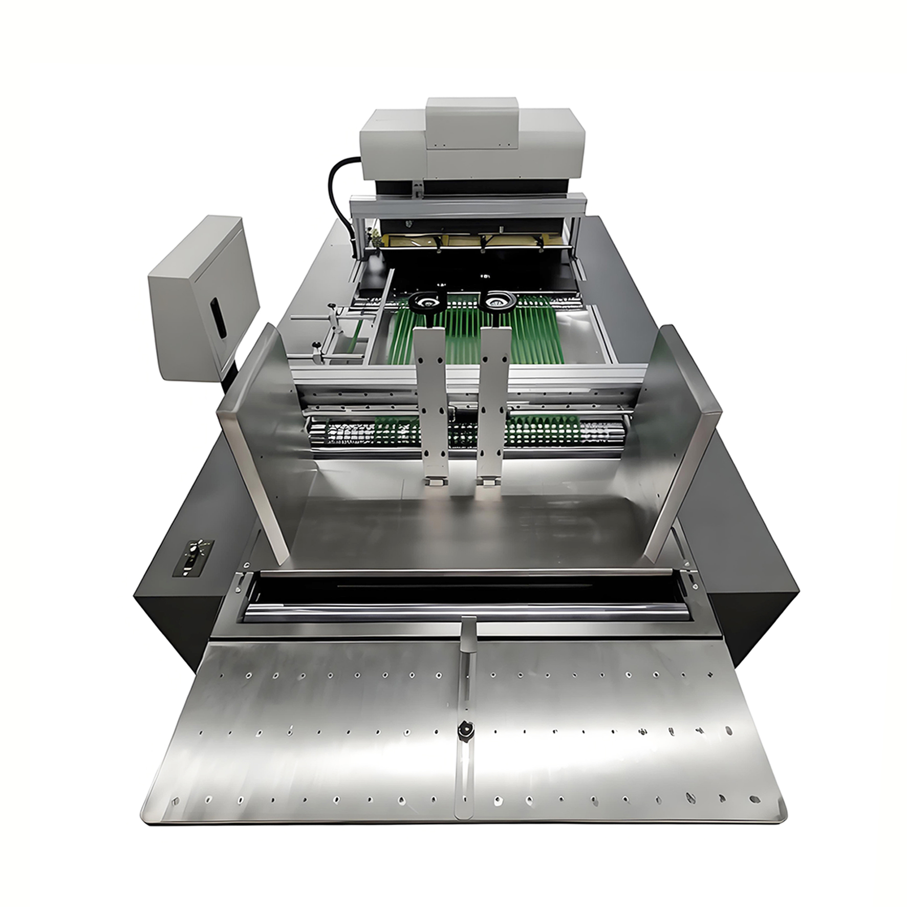 back view of Cobra-691S Max model single pass paper bag carton printing machine with can feed 900mm width sheets and printing from 300mm 600mm 900mm valid printing size