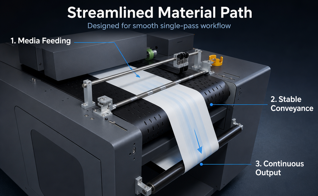 uv single pass printer compatible to sheets printing and roll to roll single pass printing solution