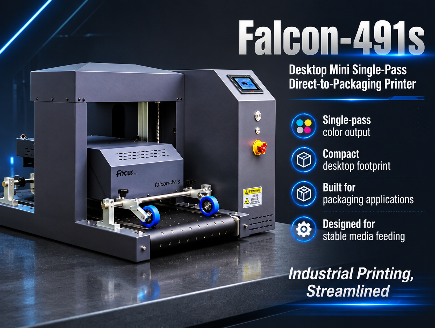 compact design small size desktop A3 printer, max 40cm width material loading, 18 cm thickness delivery