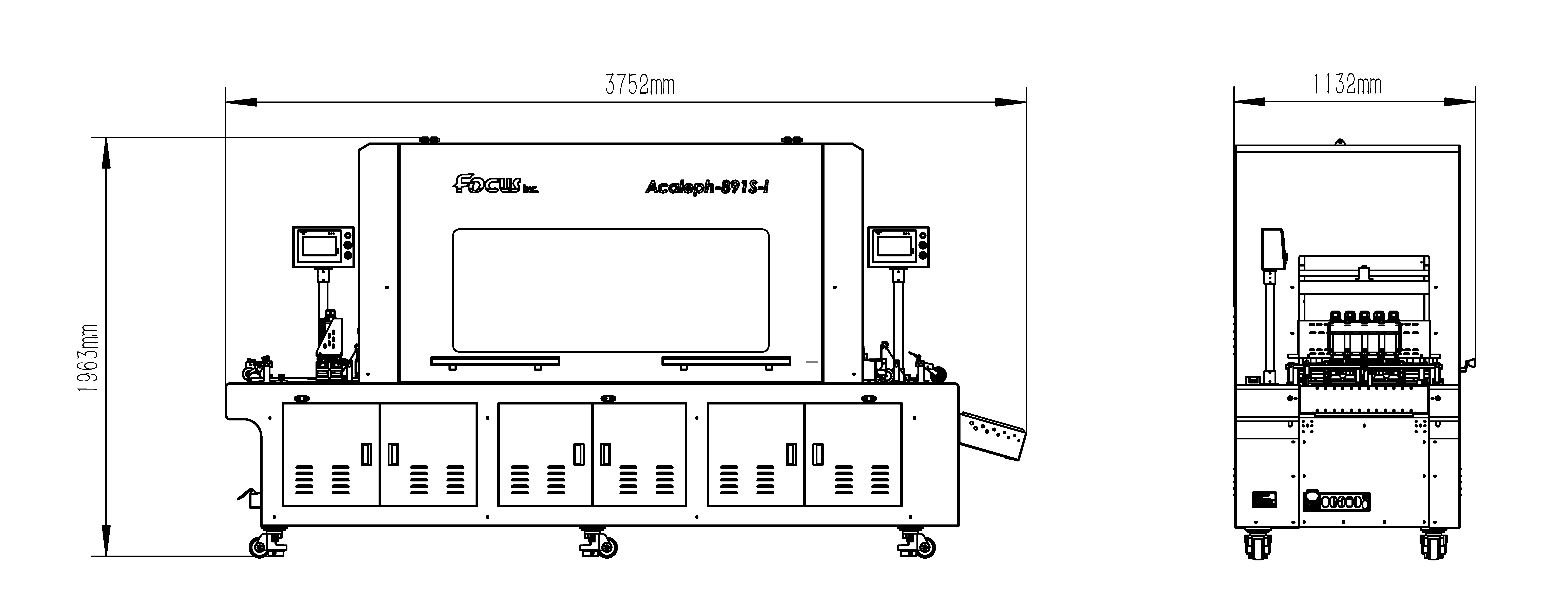 Focus Acaleph-891s-i Industrial high-spec model size diagram