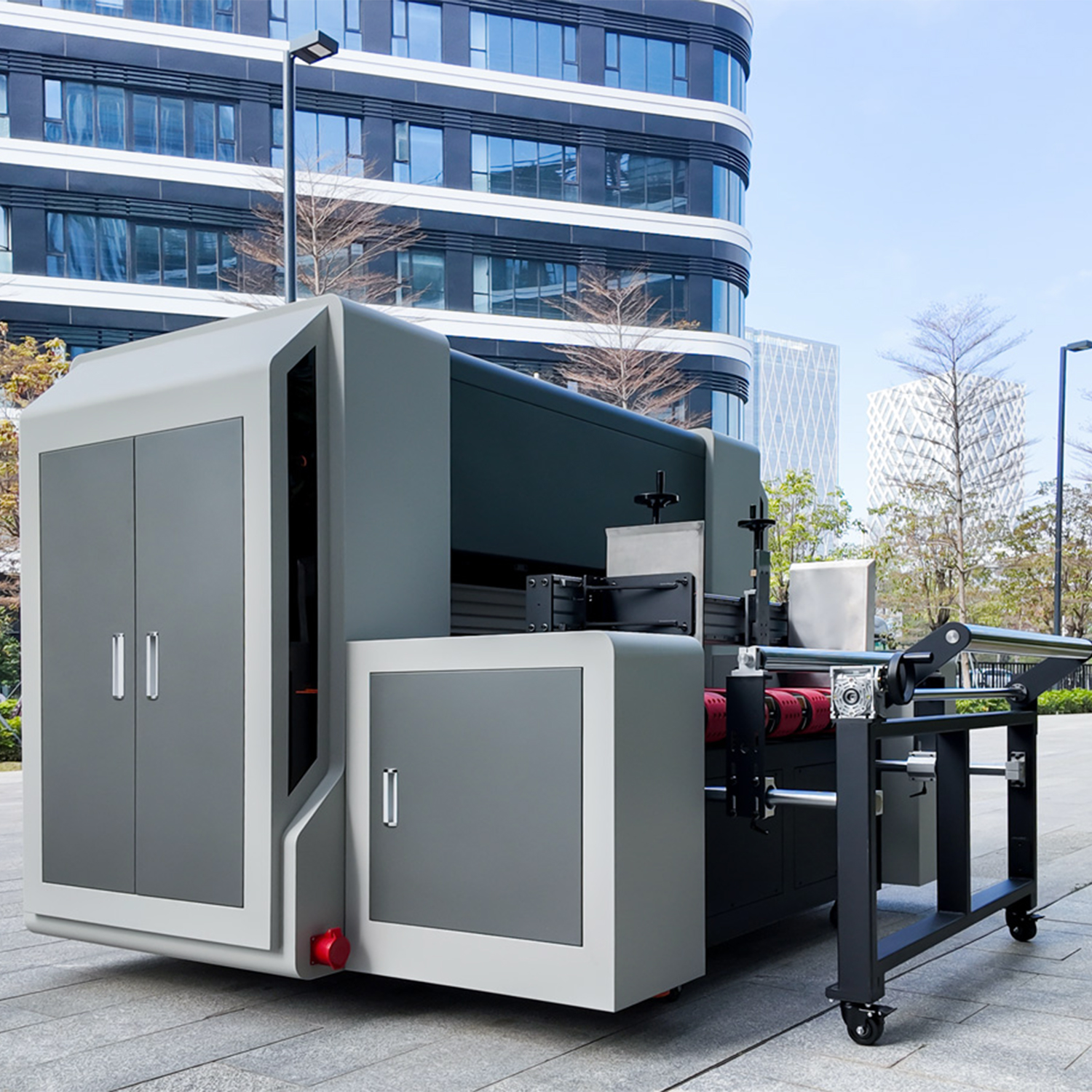 single pass printer for large cardboards with automatic feeding function